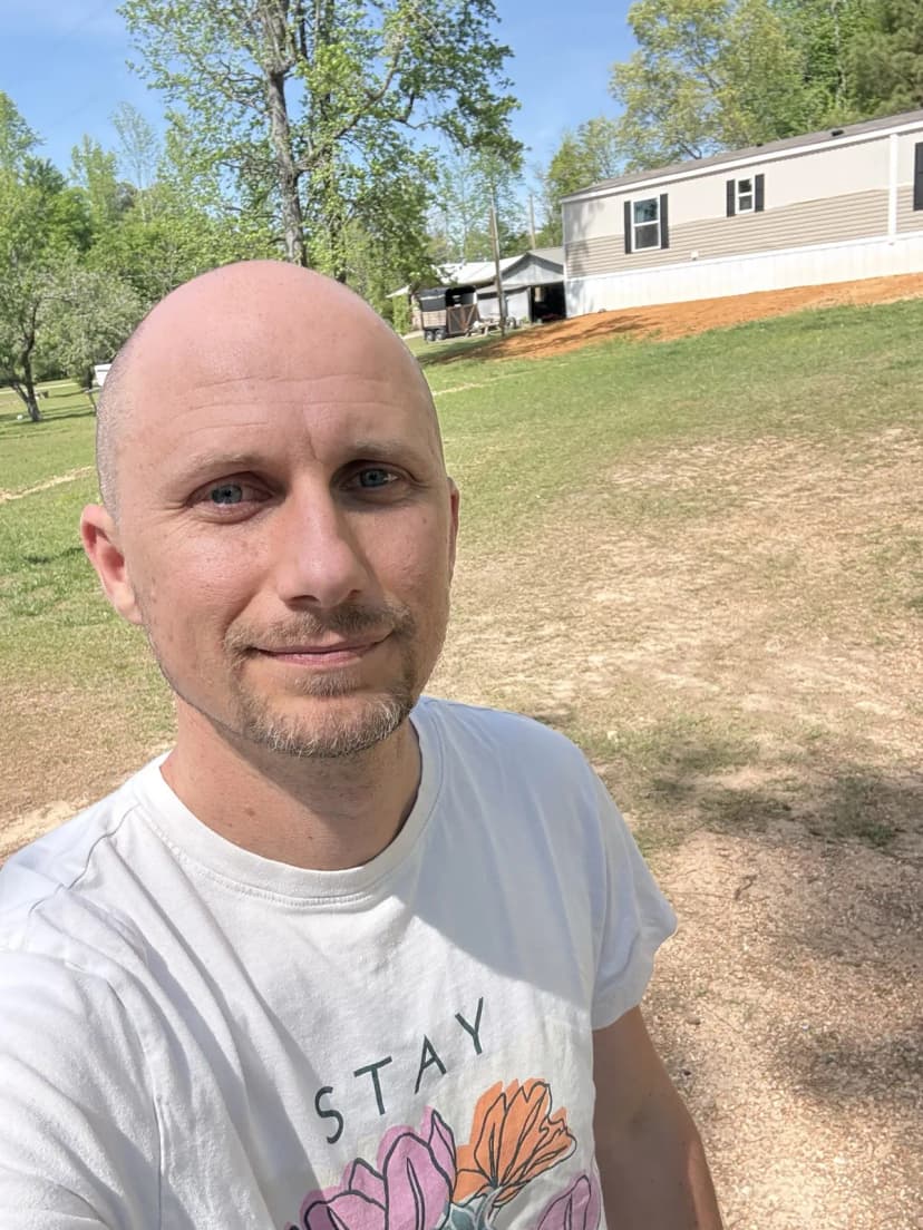 Matt Headley outside his home in Pleasant Valley, Alabama