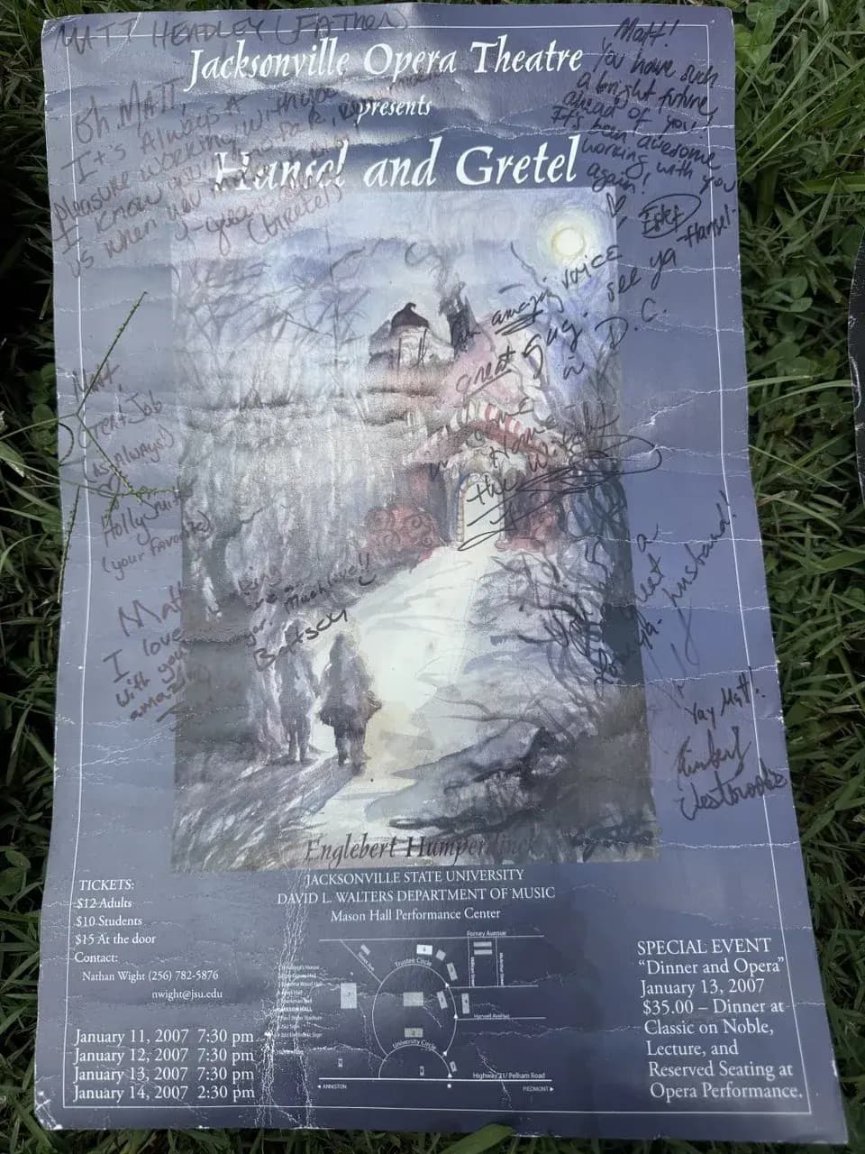 Jacksonville Opera Theatre — Hansel and Gretel, JSU Dept. of Music 2007, cast-signed poster